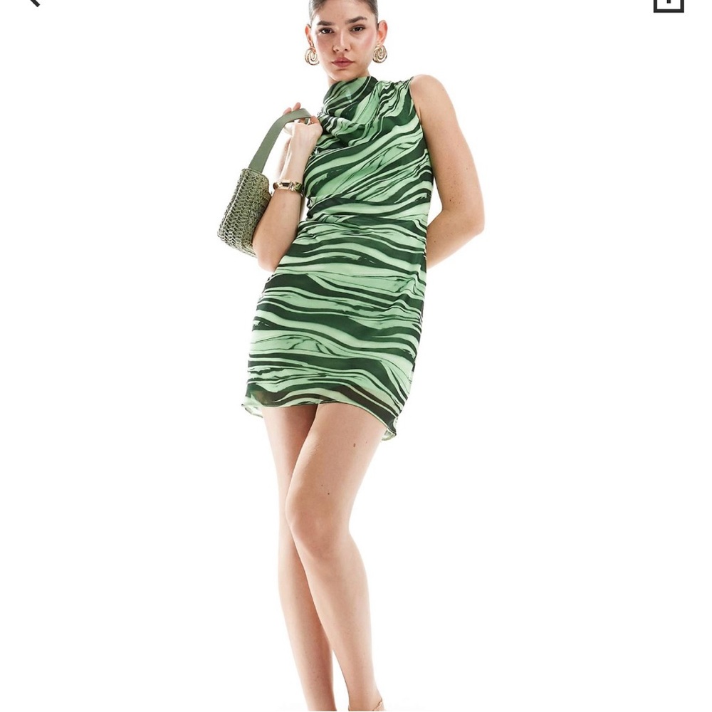 Green Zebra Print Sleeveless Dress